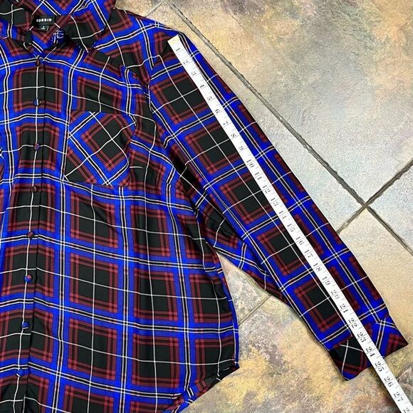 Torrid Plaid Button Up Long Sleeve Blouse 2 18/20 - Picture 5 of 10